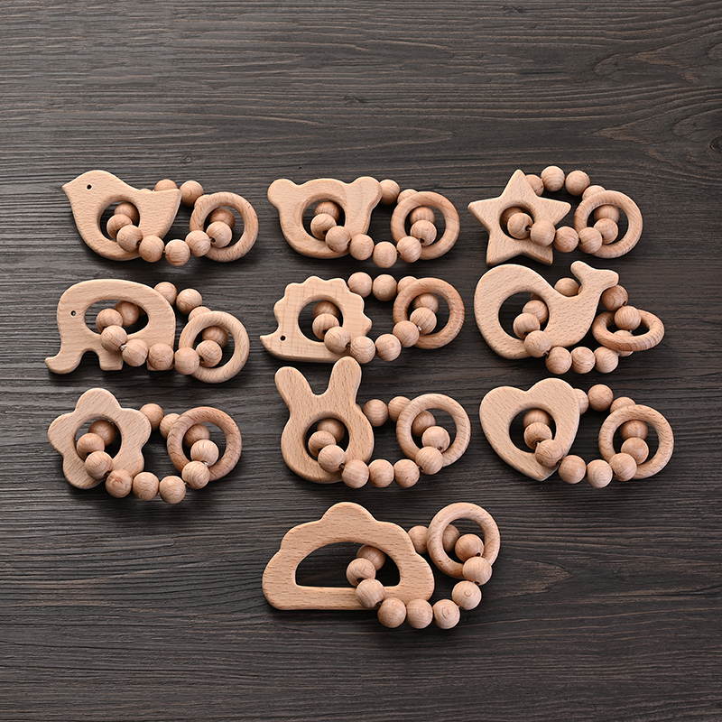 Baby Food Product - 1Pcs Baby Wooden Teether Ring Food