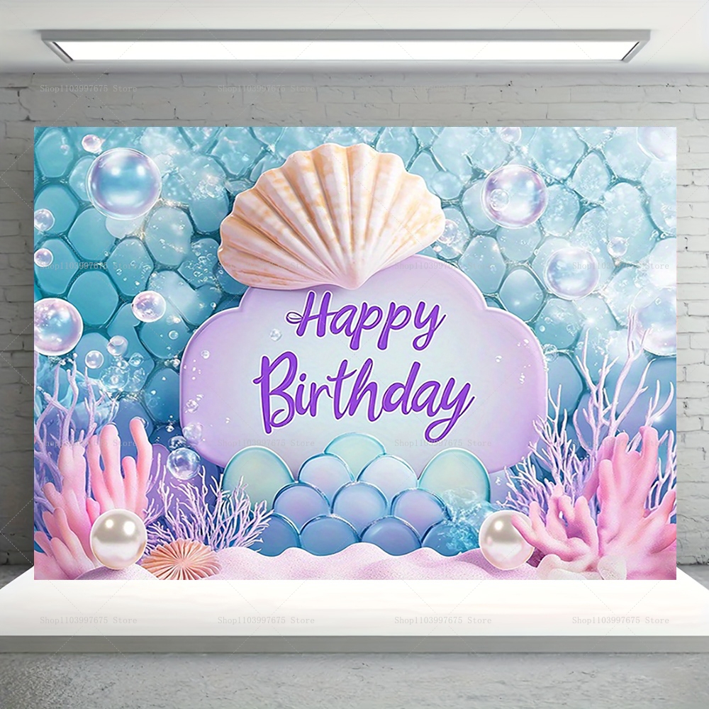 Baby Food Flavors - Mermaid Party Backdrops Children's Happy Birthday