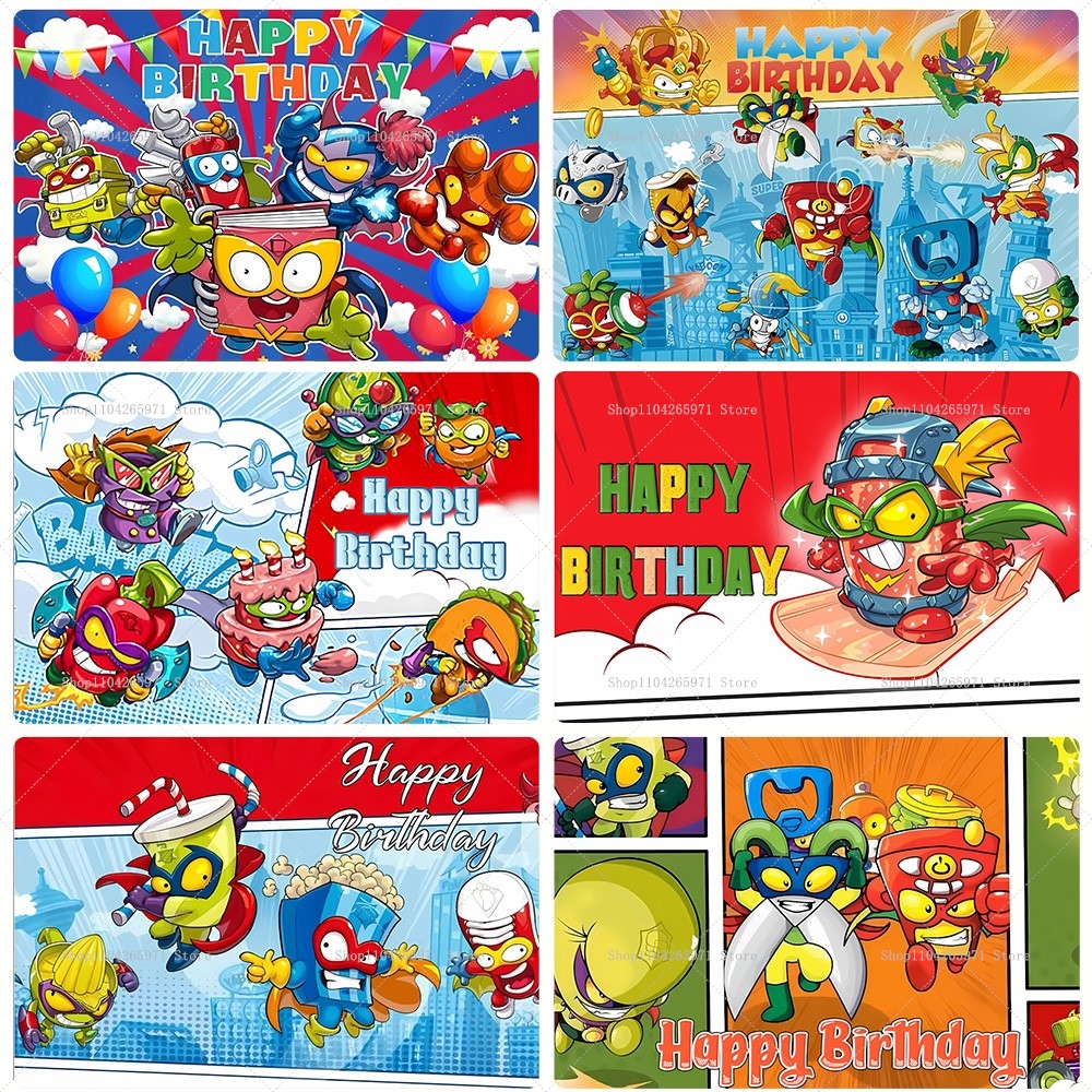 Baby Food Flavors - Cartoon SuperZings Photography Backdrop Children Birthday
