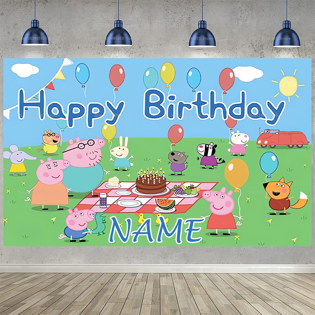Baby Food Flavors - Custom Name Cartoon Peppa Pig Backdrops