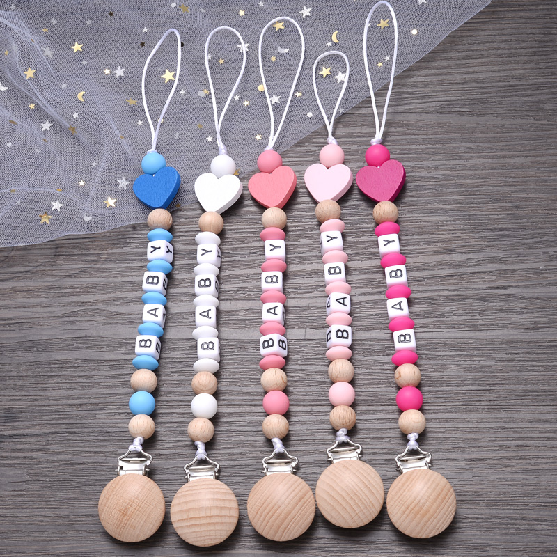 Baby Food Product - Baby Personalized Name Wood Nipple Holder